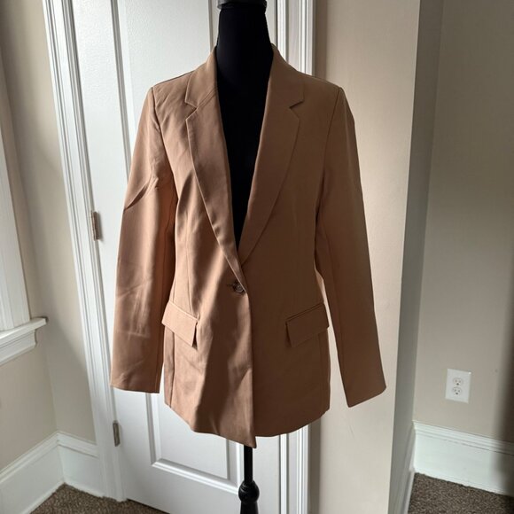 NWT The Drop Oversized Women's Blake Tan Cream Praline Long Blazer Small - Picture 6 of 10